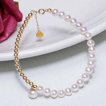 Lắc tay vàng 18k ngọc trai ngọt 4-7mm Novervi