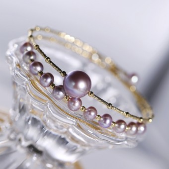 Lắc tay vàng 18k ngọc trai thật 4.5-10mm Hiko