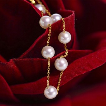 Lắc tay vàng 18k ngọc trai thật 5.5-6mm Noko