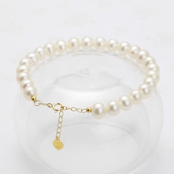 Lắc tay vàng 18k ngọc trai thật Toza 5.5-6mm
