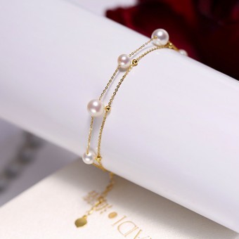 Lắc tay vàng 18k ngọc trai thật 6-6.5mm Ruka