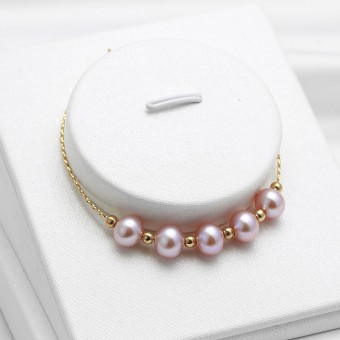 Lắc tay vàng 18k ngọc trai thật 7-8mm Ran