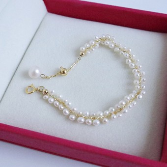 Lắc tay vàng 18k ngọc trai thật 8-8.5mm LiLu