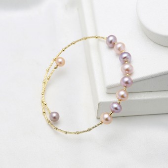 Lắc tay vàng 18k ngọc trai thật Roli 6-7mm