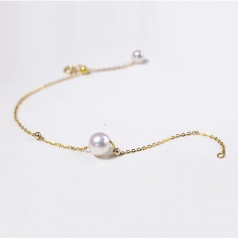 Lắc tay vàng 18k ngọc trai  Akoya 7.5-8mm Ano