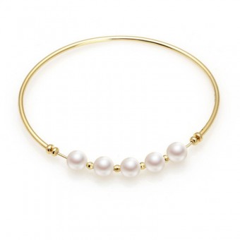 Lắc tay vàng 18k ngọc trai thật 6-7mm Dori