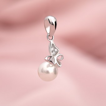 Mặt dây chuyền bạc Pearl Butterfly
