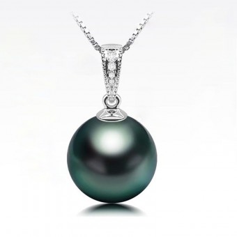 Mặt dây chuyền vàng 18k ngọc trai biển Tahiti 10-11mm đính kim cương Linas