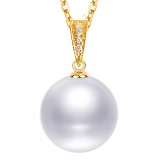 Mặt dây chuyền vàng 18k ngọc trai ngọt 8-14mm đính kim cương Maill