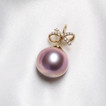 Mặt dây chuyền vàng 18k ngọc trai thật 10-11mm Mie đính kim cương
