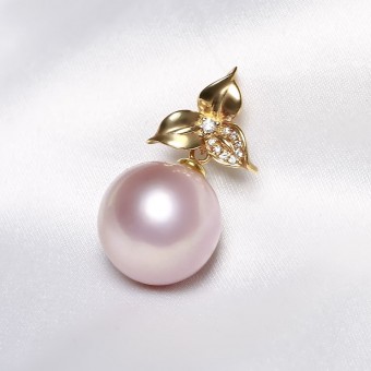 Mặt dây chuyền vàng 18k ngọc trai thật 11-12mm Nina đính kim cương