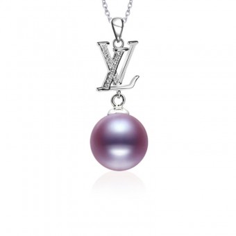 Mặt dây chuyền vàng 18k ngọc trai thật đính kim cương 10-11mm Nina