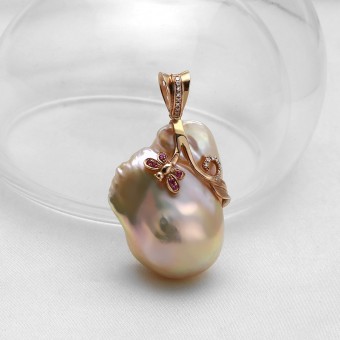 Mặt dây chuyền vàng 18k ngọc trai thật Ori