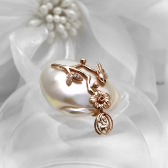 Mặt dây chuyền vàng 18k ngọc trai thật Casa