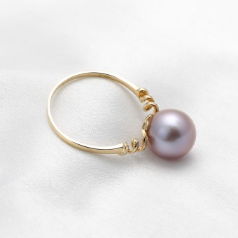 Nhẫn vàng 18k ngọc trai thật  8-9mm đính kim cương Damond Pearl
