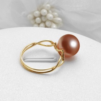Nhẫn vàng 18k ngọc trai đính kim cương Joy