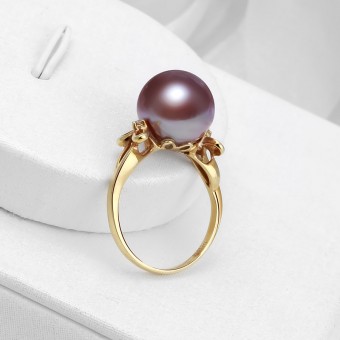 Nhẫn vàng 18k ngọc trai thật 9-10mm Gira đính kim cương