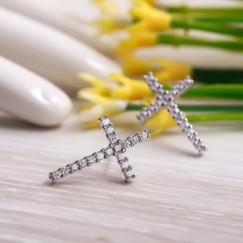 Bông tai bạc Christian Cross