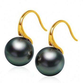 Bông tai vàng 18K ngọc trai Tahiti 9-10mm Yagami