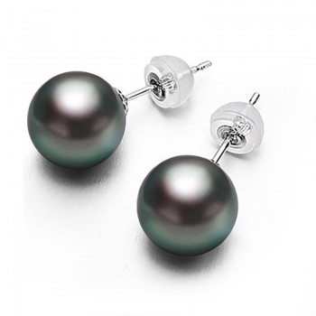 Bông tai vàng 18k ngọc trai Tahiti 11-12mm Tel