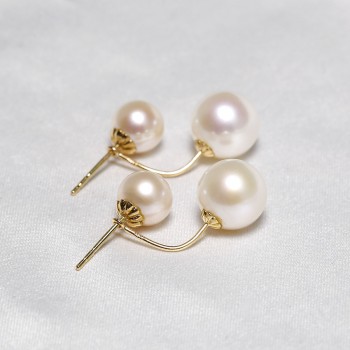 Bông tai vàng 18k ngọc trai thật Tipey 7-9mm