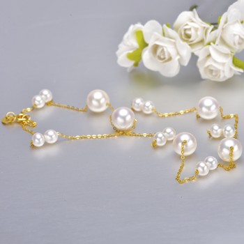 Dây chuyền vàng 18k ngọc trai biển Akoya Mino