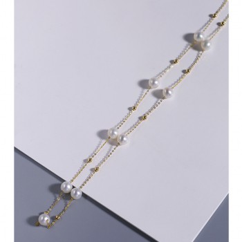 Dây chuyền vàng 18k ngọc trai thật 6-6.5mm Loe