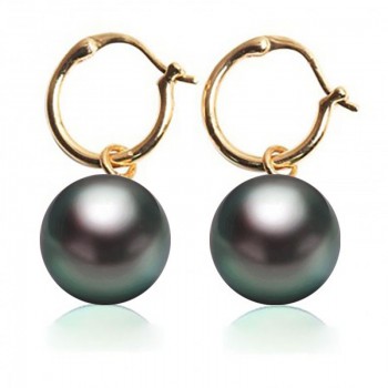Bông tai vàng 18k ngọc trai Tahiti 10-12mm Kiu