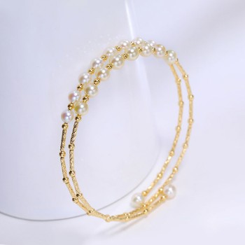 Lắc tay vàng 18k ngọc trai biển Akoya 8-8.5mm Sures