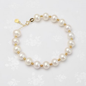 Lắc tay vàng 18k ngọc trai ngọt Taro 7-8mm