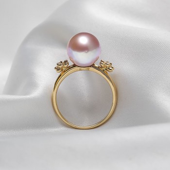 Nhẫn vàng 18k ngọc trai thật Pipie 10-11mm đính Kim cương