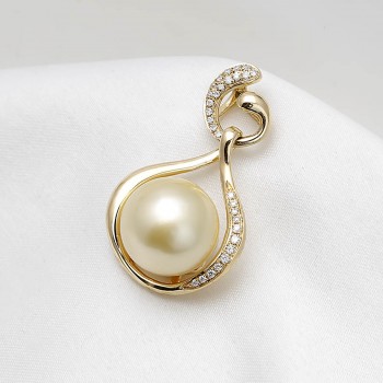 Mặt dây chuyền vàng 18k ngọc trai biển Yelo 11-12mm