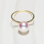 Nhẫn vàng 18k ngọc trai thật size 7.5mm-9.5mm Akoya đính Kim cương