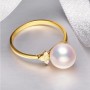 Nhẫn vàng 18k ngọc trai thật Akoya đính Kim cương