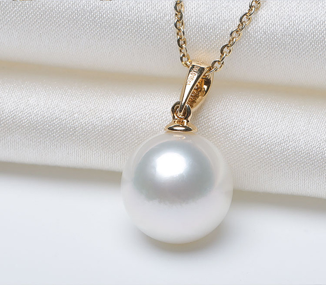 Mặt d&acirc;y chuyền v&agrave;ng 18k ngọc trai ngọt 8-14mm đ&iacute;nh kim cương Maill 