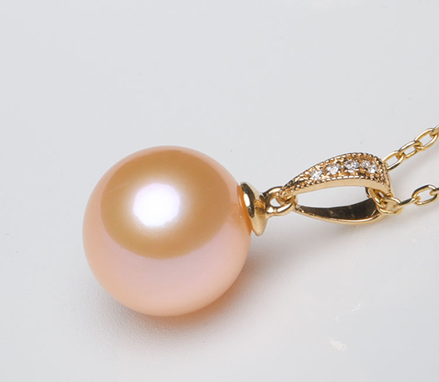 Mặt d&acirc;y chuyền v&agrave;ng 18k ngọc trai ngọt 8-14mm đ&iacute;nh kim cương Maill 