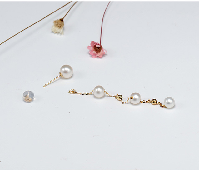 B&ocirc;ng tai v&agrave;ng 18k ngọc trai ngọt 5-6mm Beeplant