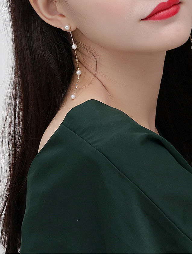 B&ocirc;ng tai v&agrave;ng 18k ngọc trai ngọt 5-6mm Beeplant