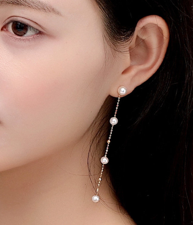 B&ocirc;ng tai v&agrave;ng 18k ngọc trai ngọt 5-6mm Beeplant