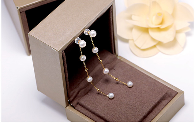 B&ocirc;ng tai v&agrave;ng 18k ngọc trai ngọt 5-6mm Beeplant