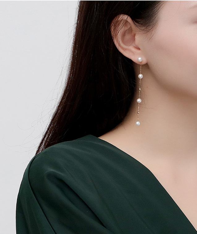 B&ocirc;ng tai v&agrave;ng 18k ngọc trai ngọt 5-6mm Beeplant