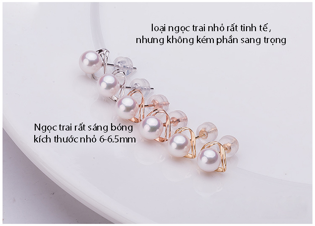 B&ocirc;ng tai v&agrave;ng 18k ngọc trai biển Akoya 6-6.5mm Tes