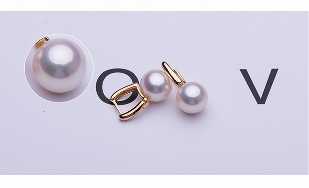 B&ocirc;ng tai v&agrave;ng 18k ngọc trai biển Akoya 7,5-10mm Daisy