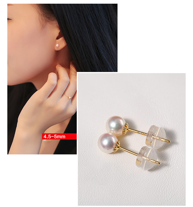 B&ocirc;ng tai v&agrave;ng 18k ngọc trai biển Akoya 3,5-7mm Nevaeh