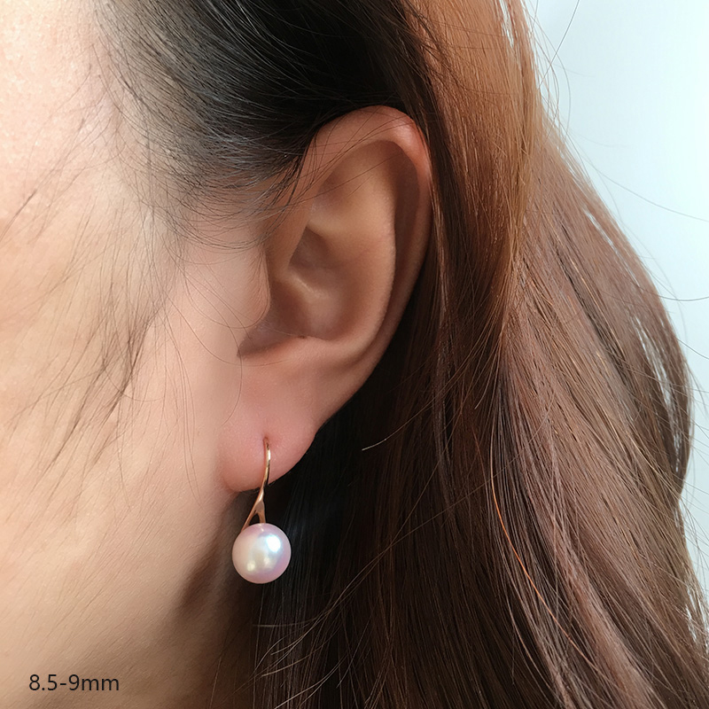 B&ocirc;ng tai v&agrave;ng 18k ngọc trai biển Akoya 7-8,5mm Lie