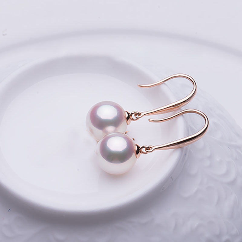 B&ocirc;ng tai v&agrave;ng 18k ngọc trai biển Aokoya 7,5-9mm Fel