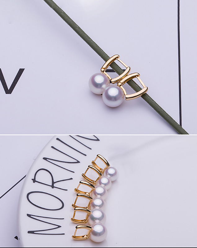 B&ocirc;ng tai v&agrave;ng 18k ngọc trai biển Akoya 7,5-10mm Daisy