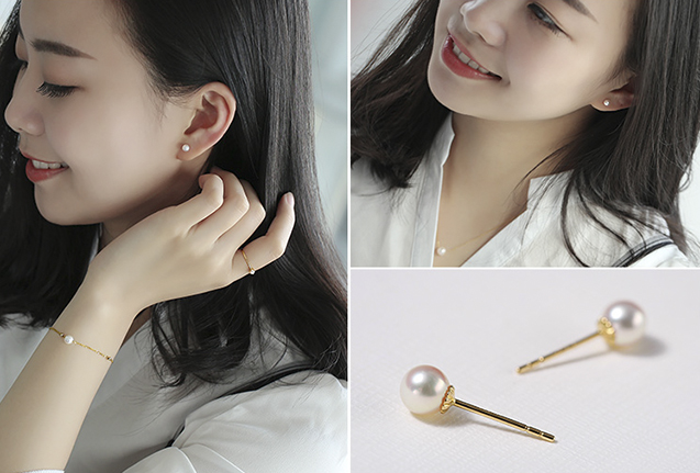 B&ocirc;ng tai v&agrave;ng 18k ngọc trai biển Akoya 3,5-7mm Nevaeh