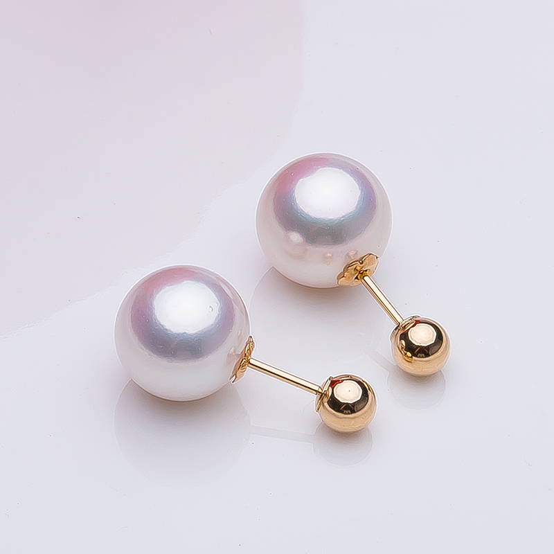 B&ocirc;ng tai v&agrave;ng 18k ngọc trai Akoya 8-10,5mm Till