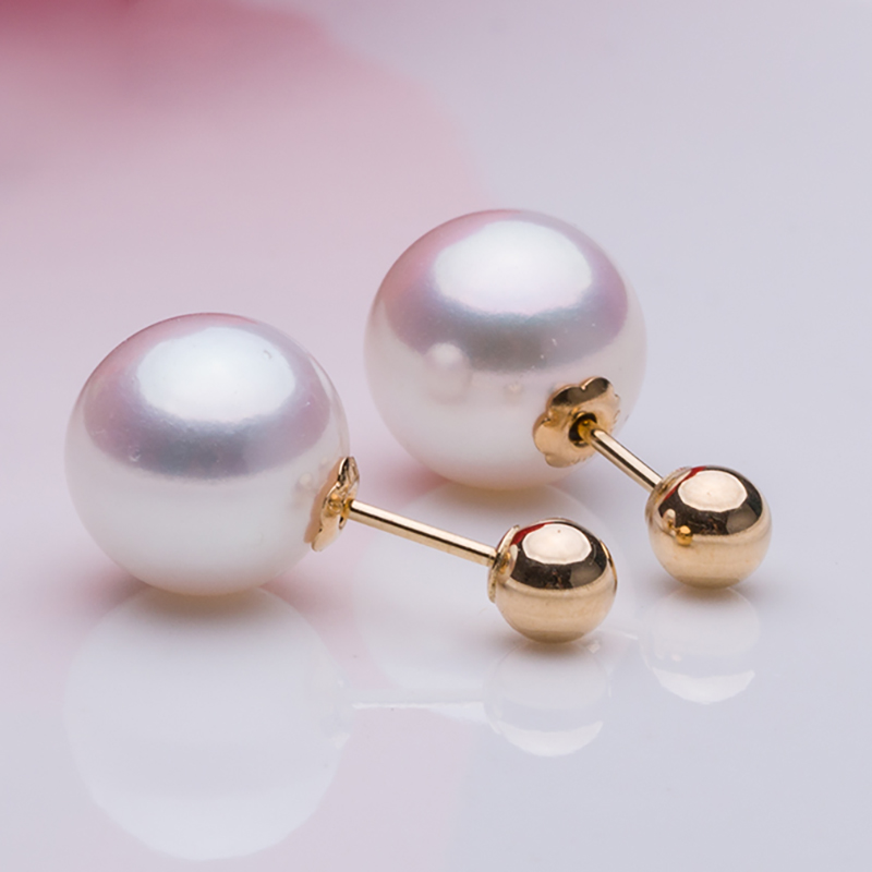 B&ocirc;ng tai v&agrave;ng 18k ngọc trai Akoya 8-10,5mm Till